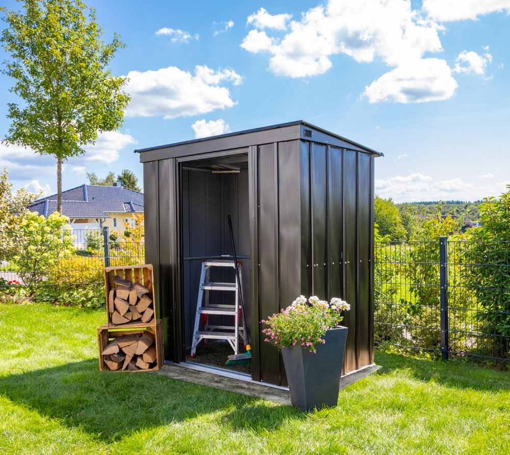 Spacemaker Metallgerätehaus 6x4 onyx schwarz 195x196 cm mygardenhome