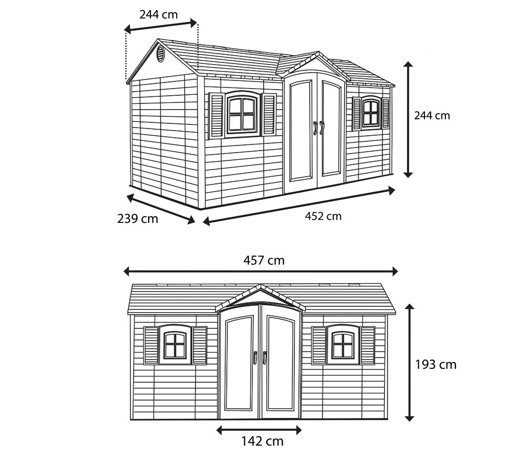 Gerätehaus Geräteschuppen Gartenhaus Satteldach Lifetime Kunststoff 244x457cm - Bild 7 von 11