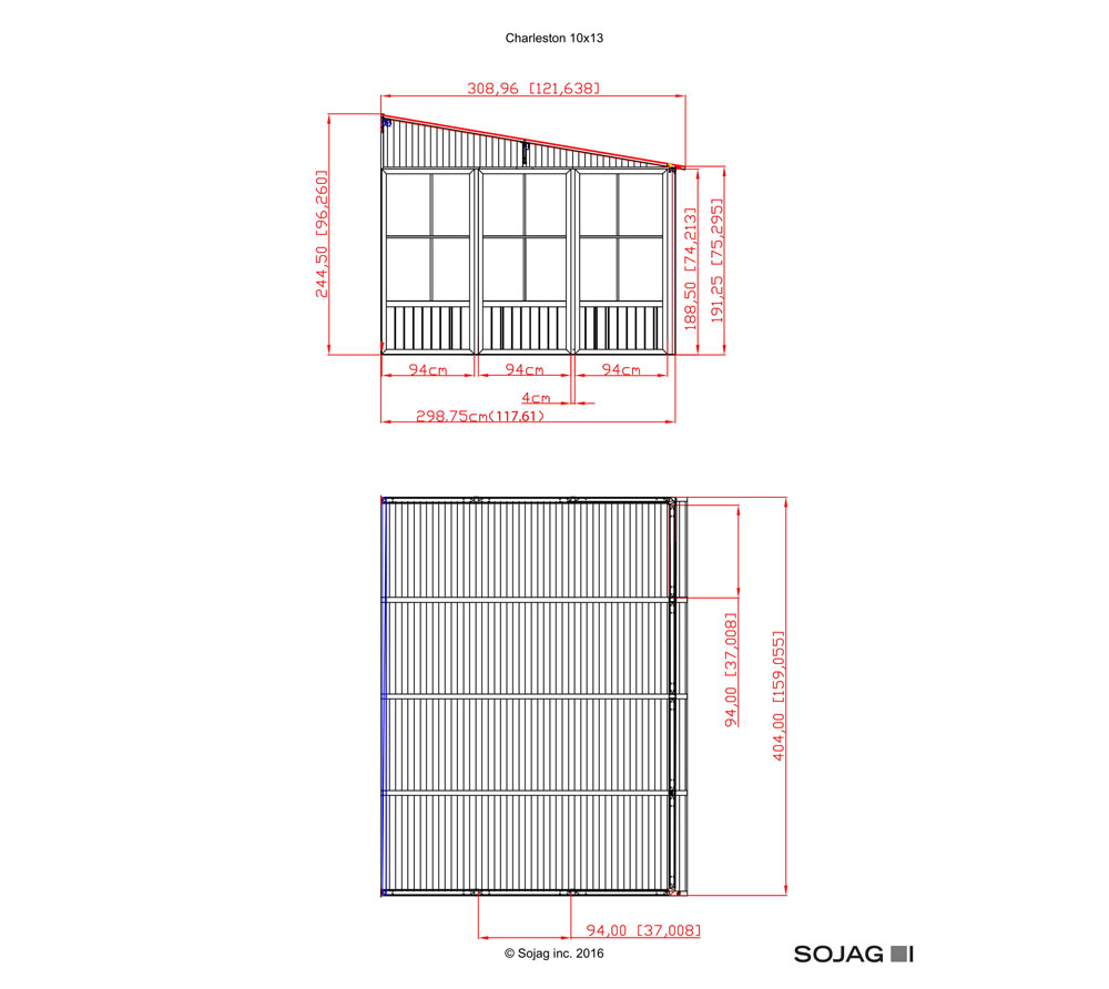 Wintergarten Pavillon Überdachung Aluminium Sojag anthrazit 309x404x244cm - Bild 4 von 4