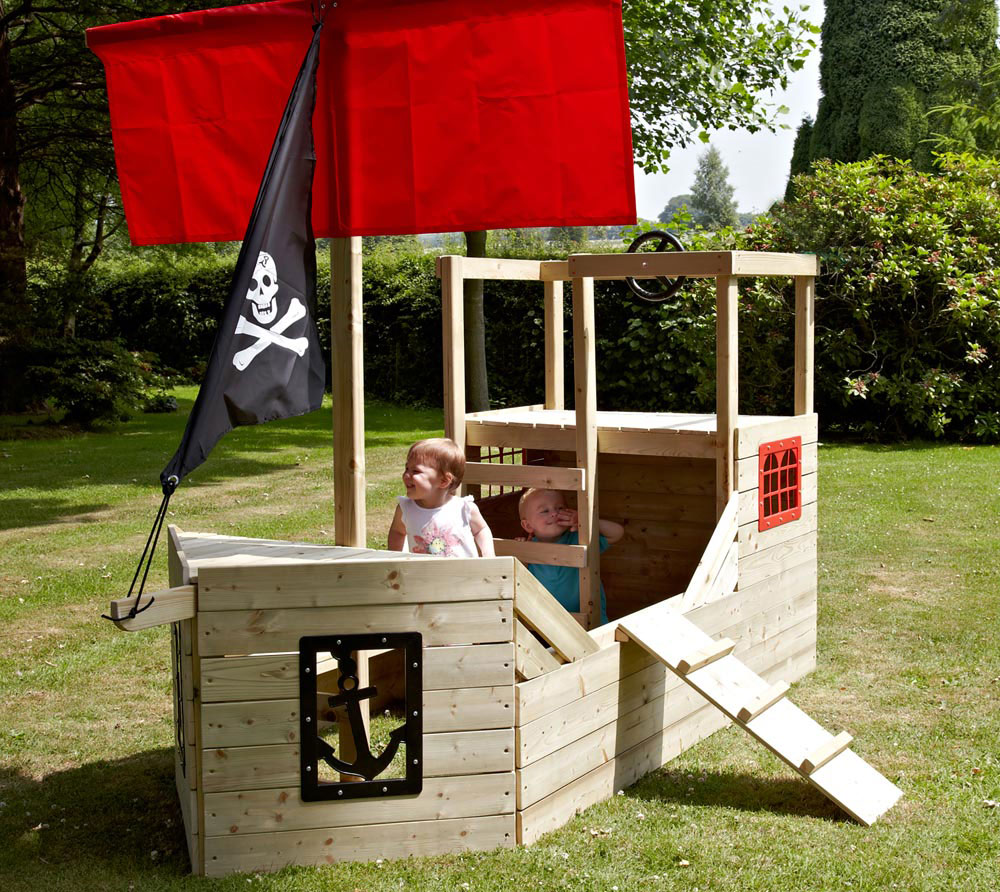 TP Toys Holz Spielhaus Piratenschiff cm | mygardenhome | Natur | 272x171x206 Galleon