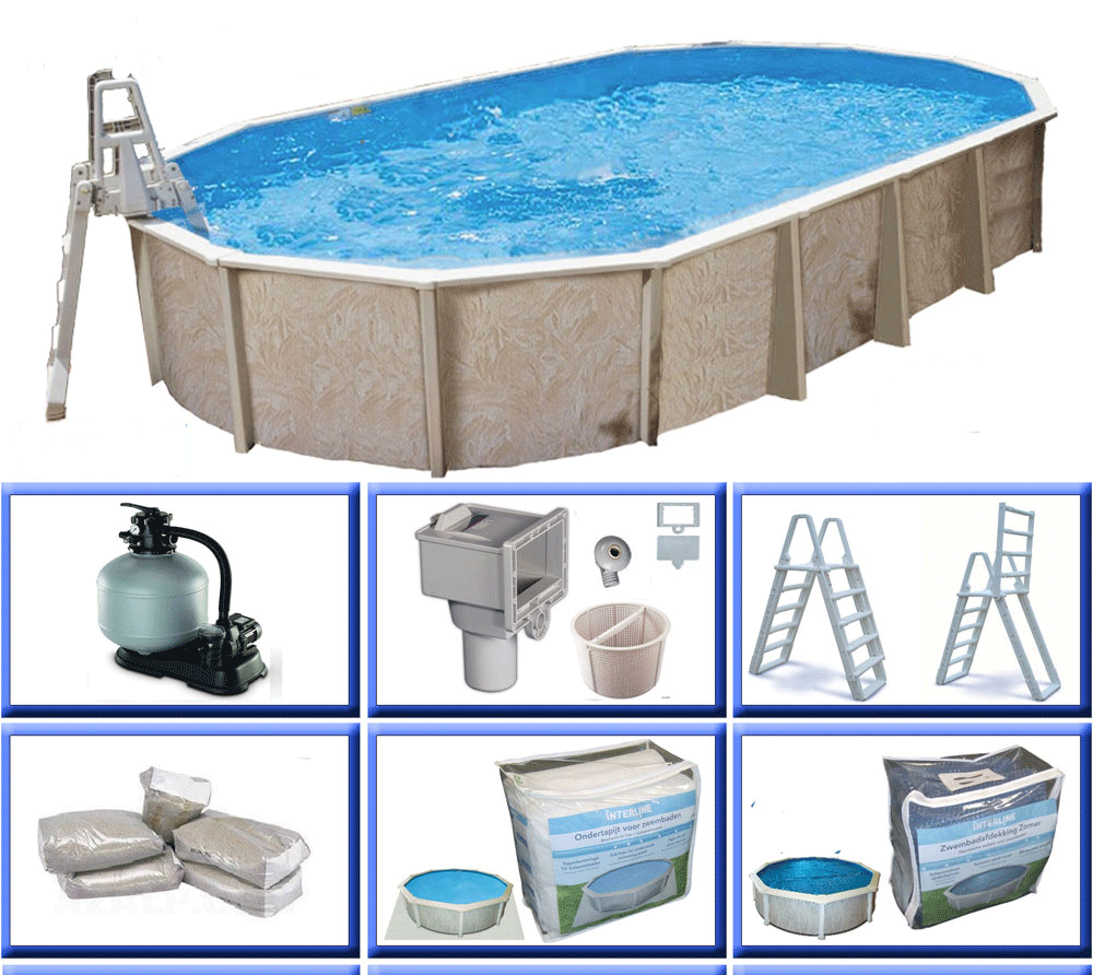 Interline Summer Schwimmbad Pool u. Schwimmbecken Diana | Blau |  610x360x132 cm Basic Set | mygardenhome