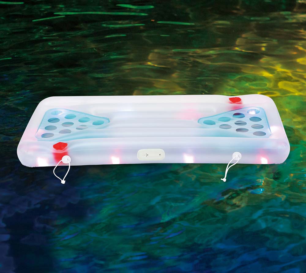 Summer Waves Bierpong Luftmatratze Aqua Glow, mit LED-Funktion, 160x84x19  cm