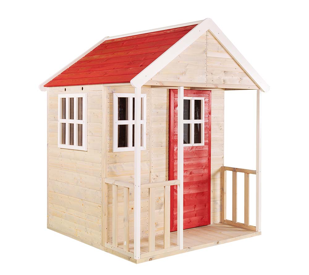 Wendi Toys M5 Kinderspielhaus Holz, Spielhaus Holz, Gartenhaus Kinder mit  Tafel und Fensterlädenin in Rot, Spielhaus Kinder